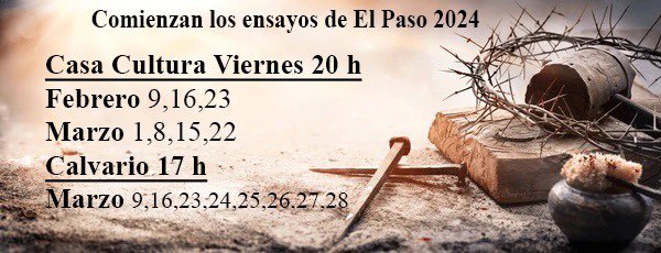 elpasoderiogord's tweet photo. Comenzamos con los ensayos de actores principales para El Paso 2024. 
¡Os esperamos! https://t.co/NdodgbB25A
