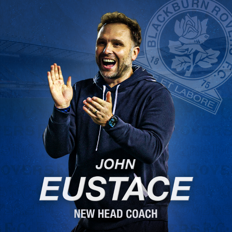 Rovers's tweet photo. 🤝 We are delighted to confirm the appointment of John Eustace as the club’s new Head Coach.

The 44-year-old has signed a two-and-a-half-year deal and arrives on the back of a successful spell at Birmingham City.

Welcome, John! 

#Rovers 🔵⚪️