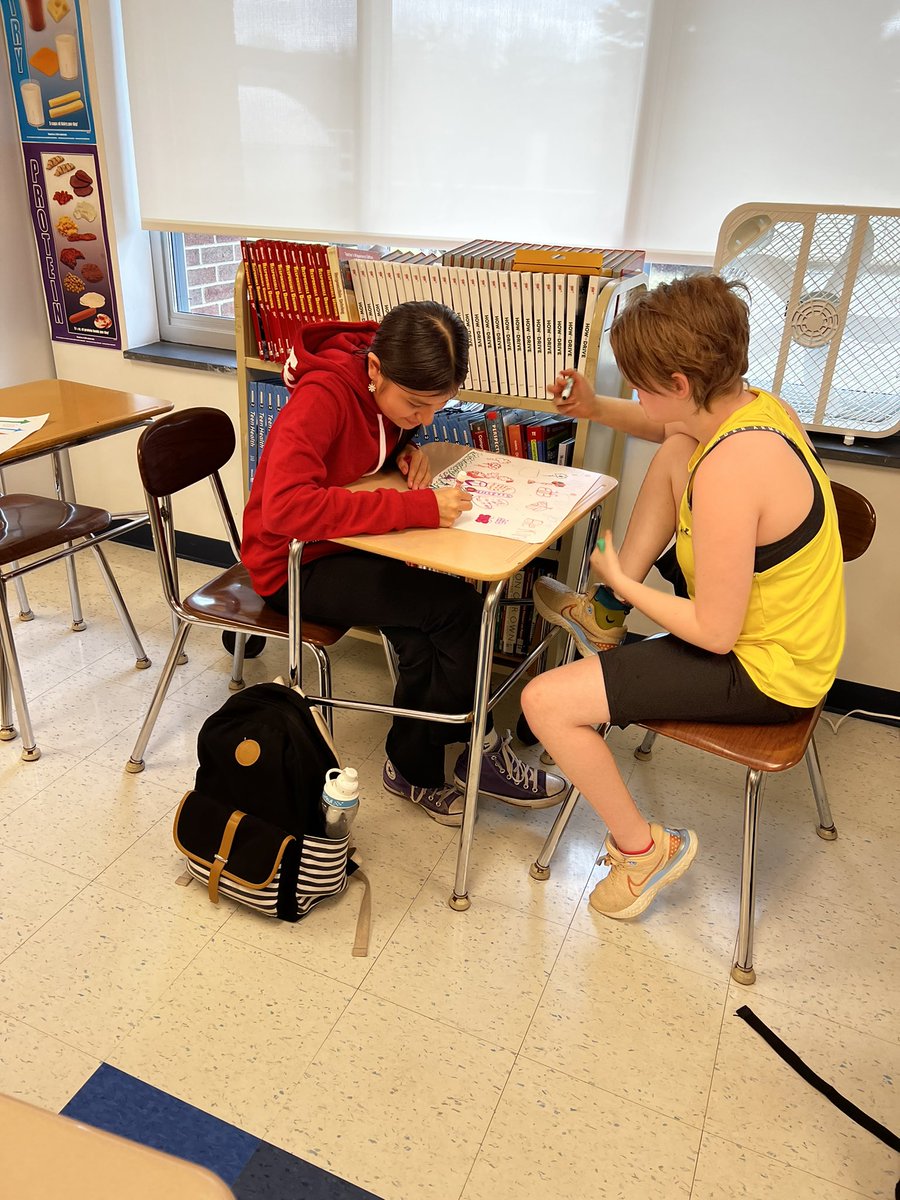 Working hard on the posters against Bullying.