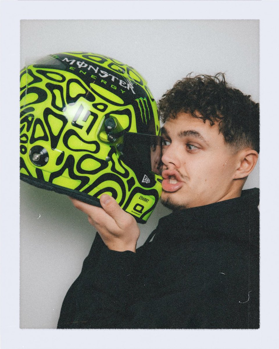 LandoNorris's tweet photo. new season, new helmet, new passport photos https://t.co/2RSKpVEBUZ