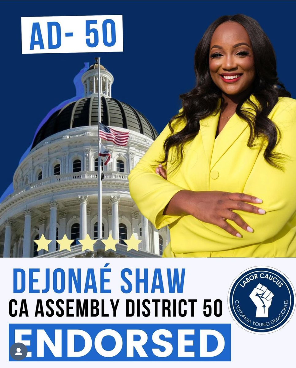 @IamDeJonae is our official candidate for AD 50! Backed by labor, she will be a fierce advocate for labor rights in our State Capitol. She’s a nurse, union leader, and she will roll up her sleeves to get the job done ✅