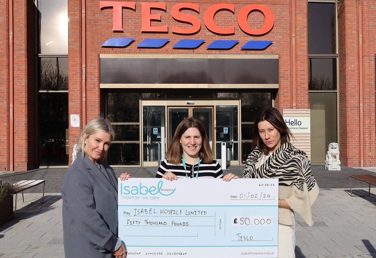 🎉 We are thrilled to announce a donation of £50,000 from @tesco! This incredible act of generosity comes from a company that's not just headquartered locally but is also deeply rooted in our community, having supported Isabel Hospice for many years. Thank you @tesco!