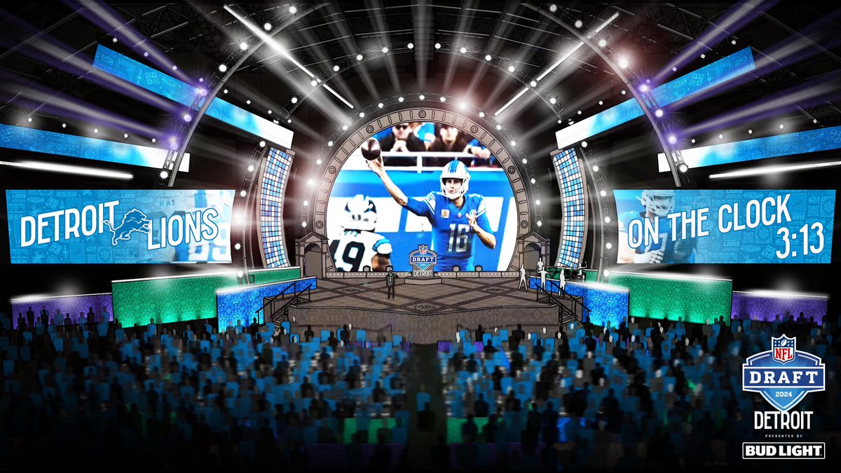 NFL's tweet photo. First look at the 2024 #NFLDraft stage in Detroit. 🔥 https://t.co/6fe5c2xXs4