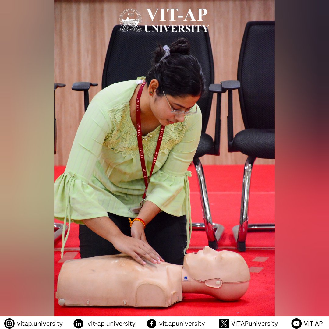 VITAPuniversity's tweet photo. Breathing life into education at VIT AP University! 📚💨 Excited to kick off CPR training for students – because every second counts when it comes to saving lives. Let's make a difference together! 🤝💙 #CPREducation #StudentSafety #LifeSaversInTheMaking https://t.co/fYzxyUc3lD