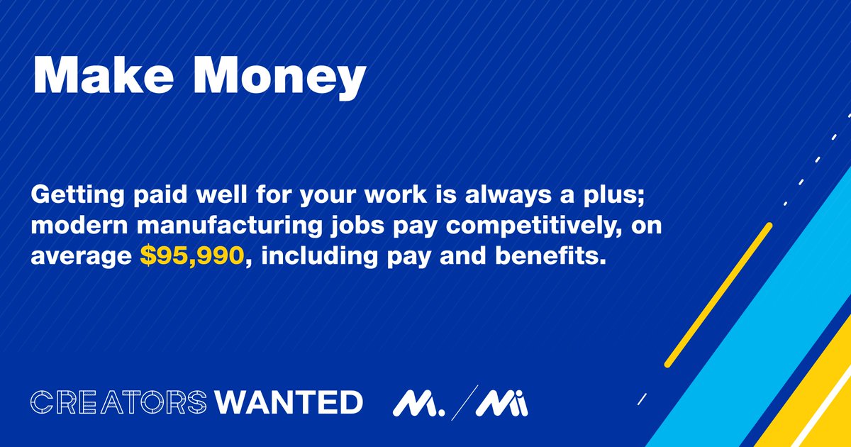 👋 Hey teachers! Did you know manufacturers have some of the highest combined salaries and benefits of any U.S. workers? Help your students find opportunities: creatorswanted.org/?s #CreatorsWanted