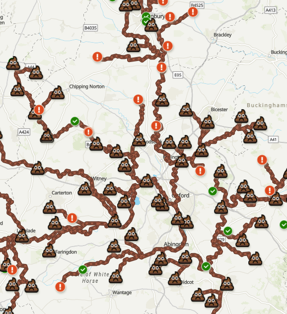 Most sewage treatment works in Oxfordshire are currently discharging sewage into the Thames and its upstream tributaries. Locations including Oxford STW, Witney and Bicester have been discharging for over 34 hours. sewagemap.co.uk