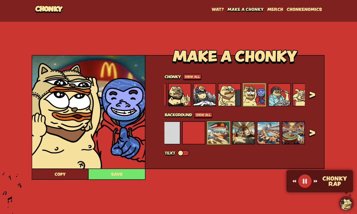 Late gm 🌞

Woke up to the new <a href="/chonkycom/">CHONKY</a> site -- it's so dope!

Beyond stoked to see <a href="/justape_/">Ape. 🍌</a> on the $chonky maker. 😼🙈
