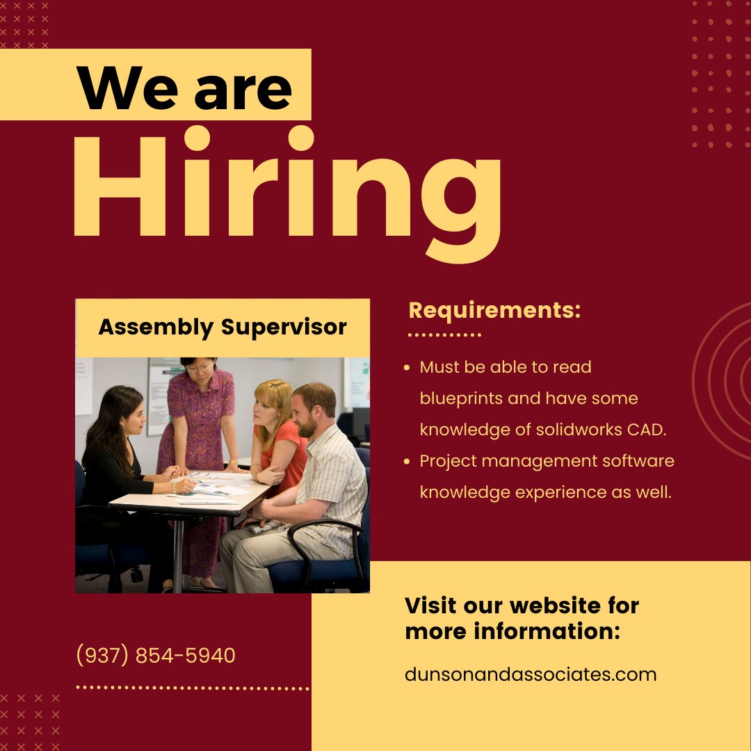 Assembly Supervisor Looking for an assembly Supervisor with strong experience in electro ...