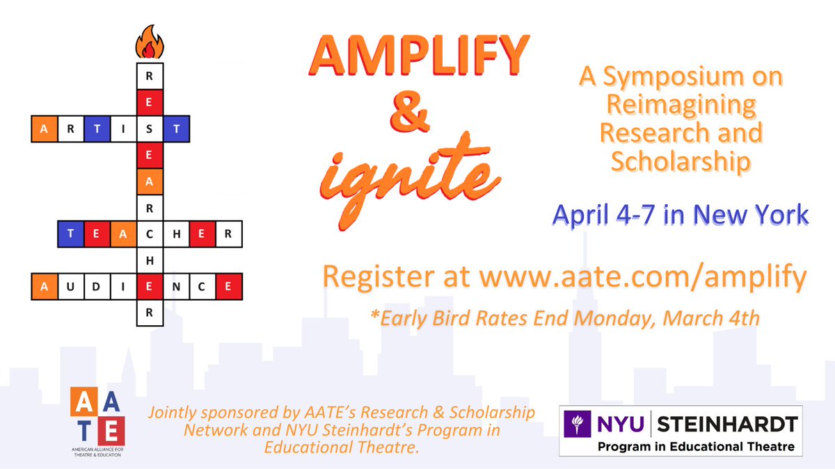 📣Attention Students, Scholars and Researchers! Registration for AATE's 2024 Symposium: Amplify &amp; Ignite is NOW OPEN! April 4-7 in New York 🏙🍎Tickets are limited and early bird rates end March 4, so register ASAP and reserve your spot. See you there!
→ aate.com/amplify