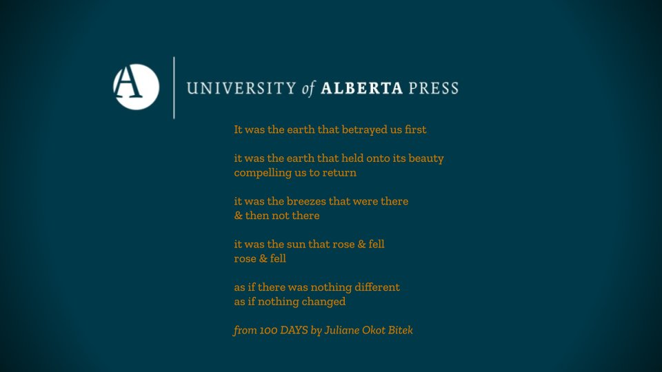 “The poems in 100 DAYS pose incisive questions that deepen our resolve to witness.” Cecily Nicholson From 100 Days by Otoniya J. Okot Bitek. bit.ly/3HN02qf @jobitek @_c_n_ @CLCUAlberta @nbccedmonton #bhm #blackhistorymonth2024