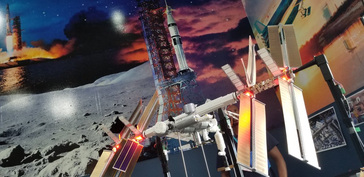 ISS_Mimic's tweet image. Come see ISS Mimic and ISS Mini in the Food Lab at @SpaceCenterHou. ISS Mimic is a hand made 1/100th articulating model of the ISS that runs on live data from the actual ISS.  Mostly 3D printed, all open source, build one for your school w/ your students! #STEM #SEEC2024 #RaspPi