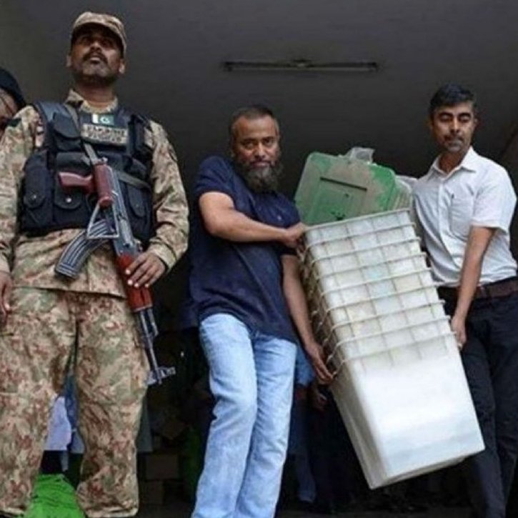 MarioNawfal's tweet photo. 🚨🇵🇰BREAKING: PAKISTANI ARMY “BLOWING UP” ELECTION AGAINST IMRAN KHAN

According to on-the-ground sources, Imran Khan’s party is still ahead.

However, there are reports of a series of explosions across the country of polling centers filled with ballots and reports of the army stealing ballot boxes.

The Pakistani army is reportedly trying to sway the elections from Imran Khan to Nawaz Sharif.

Remember Imran Khan, who was on our space weeks before his arrest, has allegedly been the target of a political witch-hunt by Pakistan’s military establishment, including a recent assassination attempt.

Source: Tasnim News