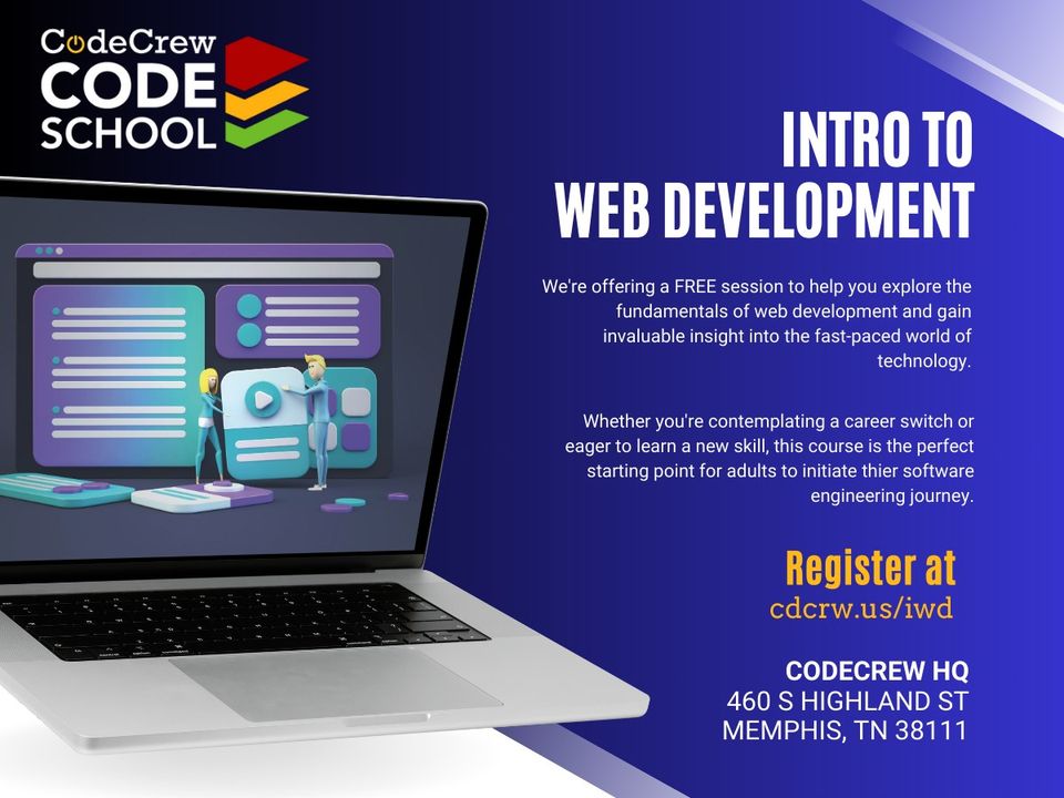 💥 Expand your horizons and join us in our FREE Intro to Web Development class! Join our thriving tech community today and unlock countless new opportunities. Register now! 👉 cdcrw.us/iwd #CodeSchool #TechOpportunities #GritGrindCode
