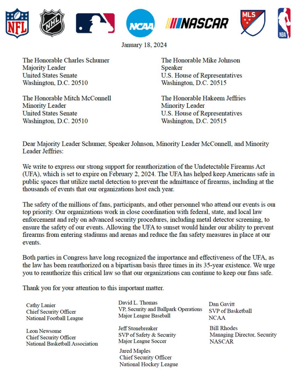GunOwners's tweet photo. Maybe sports should focus on sports and leave the lobbying to us.🏈

Make sure you call your elected officials and tell them to OPPOSE the reauthorization of the Undetectable Firearms Act, (202) 224-3121. 

@NFL @NHL @MLB @NCAA @NASCAR @MLS @NBA https://t.co/YQZJDwZBTw
