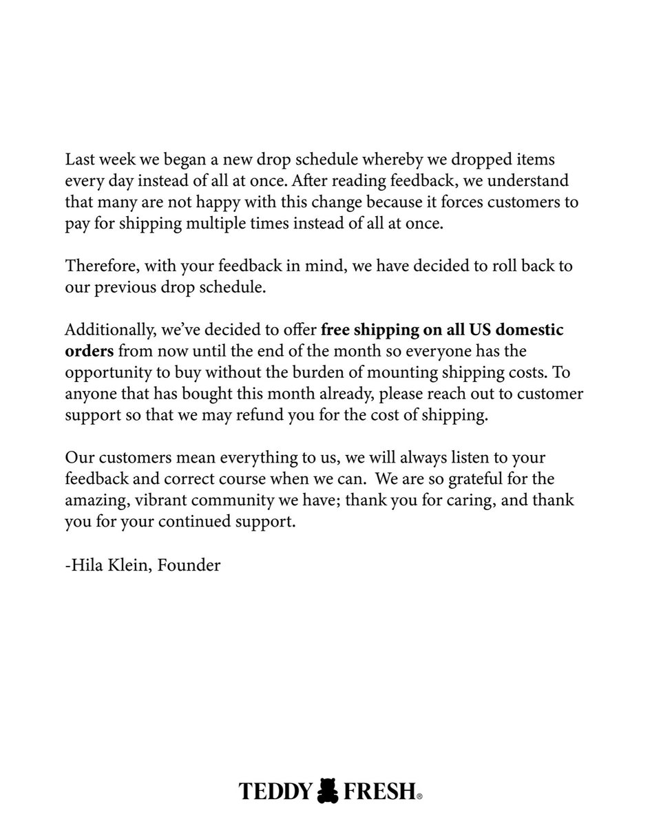 teddyfresh's tweet image. Update