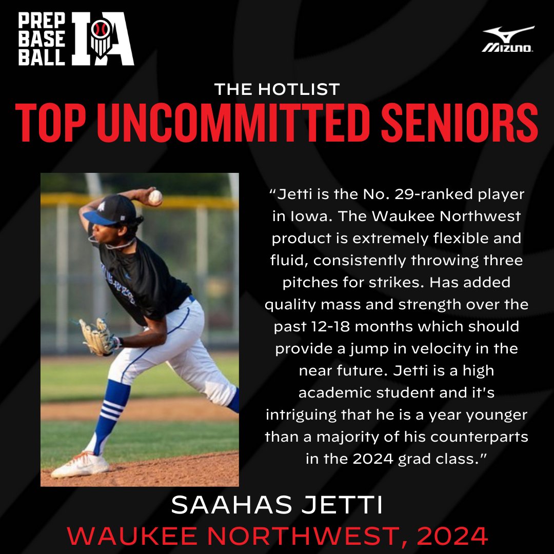 𝙏𝙝𝙚 𝙃𝙤𝙩𝙡𝙞𝙨𝙩: 𝘛𝘰𝘱 𝘜𝘯𝘤𝘰𝘮𝘮𝘪𝘵𝘵𝘦𝘥 𝘚𝘦𝘯𝘪𝘰𝘳𝘴 Saahas Jetti, a @PBR_Uncommitted RHP senior from Waukee Northwest, is featured in this week's @PrepBaseball's The Hotlist. 📝➡️ loom.ly/_ri8xo0 👤➡️ loom.ly/bWzWiVA @Saahas_Jetti | @NWWolvesBB