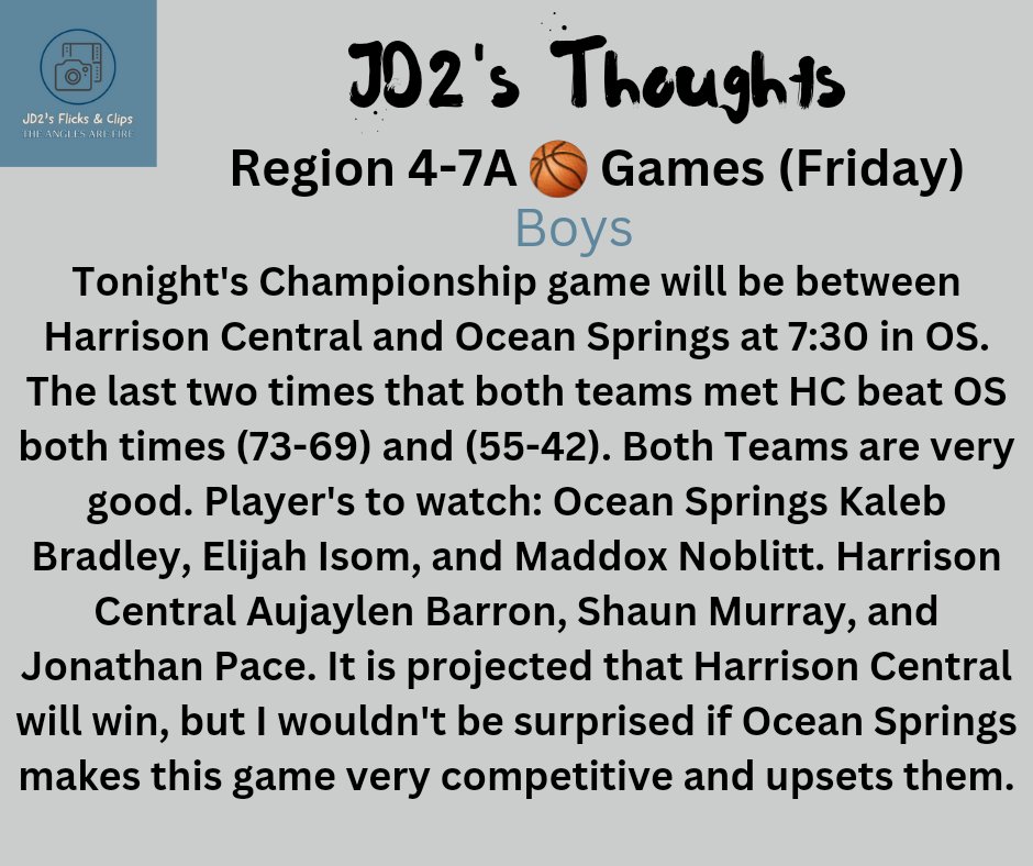 JD2TALK's tweet photo. My thoughts on tonight's Region 4-7A Championship games tonight in Ocean Springs. https://t.co/5gSLWh1G8k