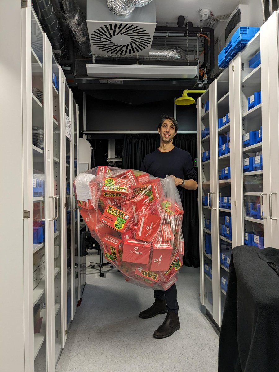 Wrapping up a Friday clean-up! As much as we appreciate <a href="/Thorlabs/">Thorlabs</a> snacks boxes, it's about time they go...