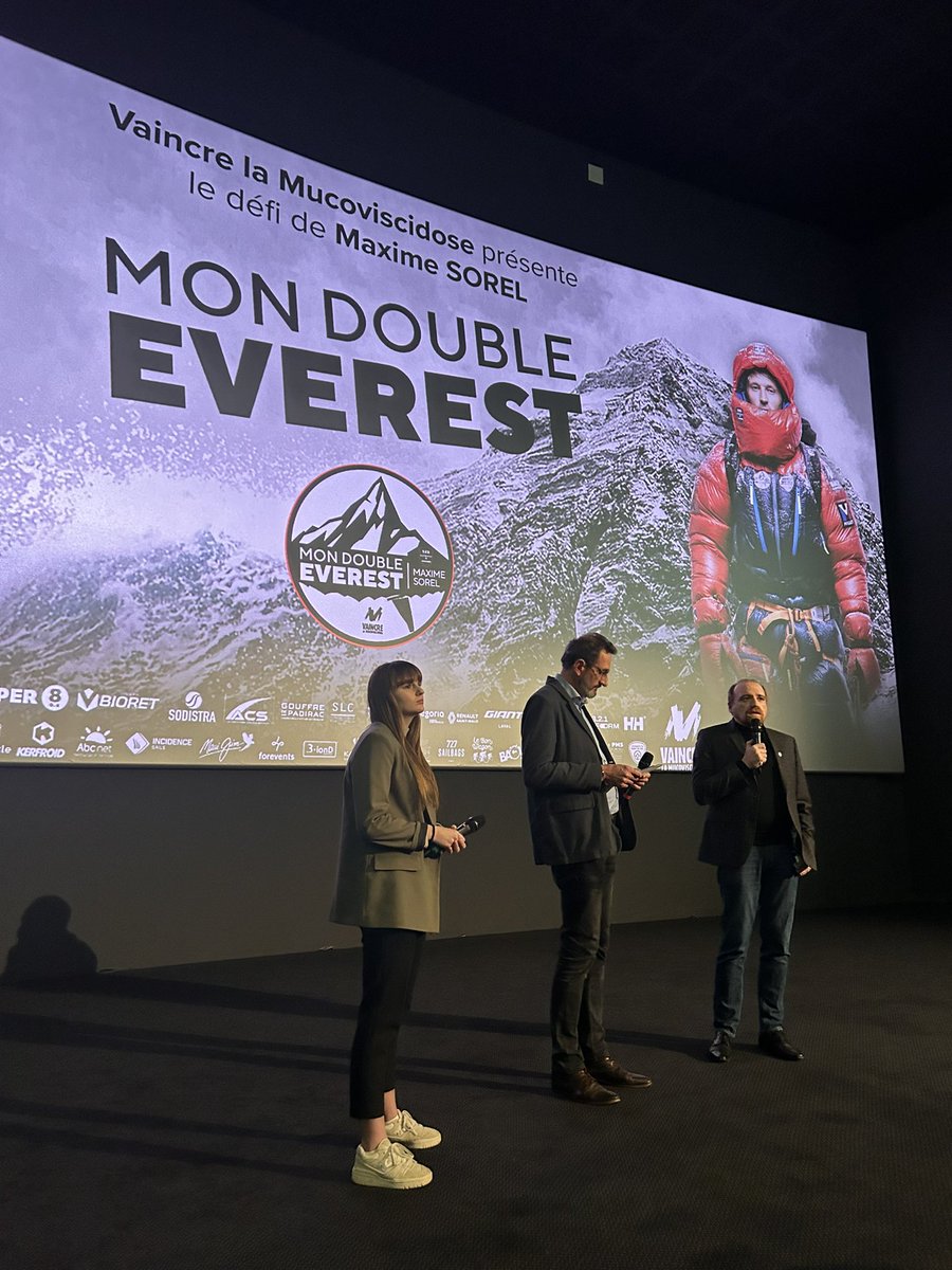 Ce soir au #Pathé Beaugrenelle, projection du documentaire Mon Double Everest, un défi de <a href="/MaximeSorel/">Maxime SOREL</a> en présence de <a href="/FiantDavid/">David FIANT</a>, président de <a href="/vaincrelamuco/">Vaincre la Muco #SAM2025</a> et Léna, visage de la dernier campagne de communication #laragedevivre