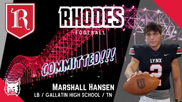 Excited to announce I have officially committed to continue my academic and FB career with <a href="/RhodesCollege/">Rhodes College</a>! Thank you to my family, teachers &amp; coaches that have helped me get to this point. #RollLynx 🔴⚫️
<a href="/GHSWaveFootball/">Gallatin Green Wave Football</a>
<a href="/GreenWavePride/">Gallatin High School</a>
<a href="/coachrichduncan/">Rich Duncan</a>
<a href="/CoachKalb1/">Matt Kalb</a>
<a href="/CoachStroup/">Michael Stroup 🏴‍☠️🌊</a>