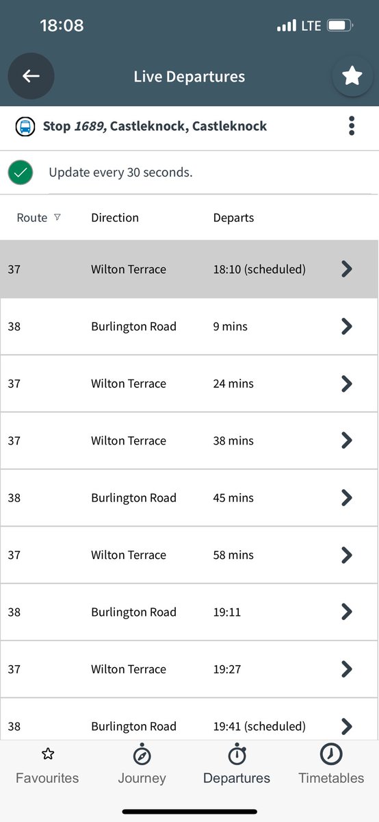 ainestokes2's tweet photo. @dublinbusnews On the app there was a bus scheduled for 6:10? Is the 37 only running every 40 mins? https://t.co/3YHnIa67wq