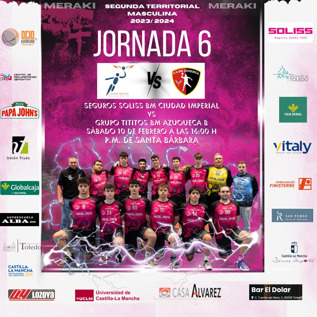 Mañana empezamos el sábado con el partido de la jornada 6 aplazado que tenia nuestro Senior Masculino 💪

🟢 El Seguros Soliss Ciudad Imperial reciben a las 16;00 h al <a href="/CDBMAzuqueca/">CDBM Azuqueca</a> B

#Meraki #123Imperial