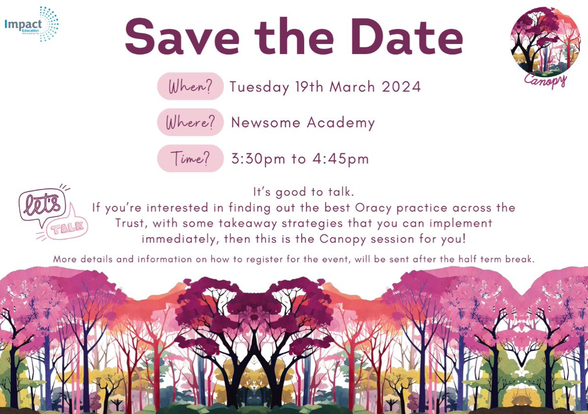 Invite to local (and further afield) Teaching colleagues. Please get in touch if you would like to attend. Demonstrating the power or Oracy in schools. @voice21oracy being a key feature 😊