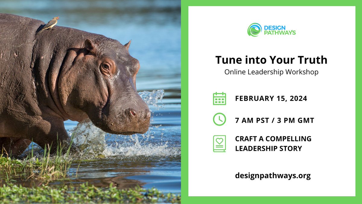 DesignPathways's tweet image. 🎉 Come celebrate World Hippo Day and tune into your truth on Feb 15!

💡 Gain powerful insights to see yourself more clearly
🛤️ Connect your past, present, and future
✍️ Craft a compelling #leadership story

Learn more: bit.ly/3FhnyYQ
Register: bit.ly/tune-into-your…