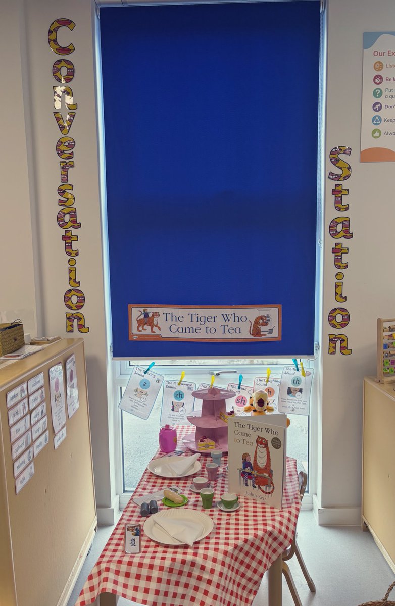 MissHolmanC's tweet photo. Me and my amazing TA have been thinking about ways to support children in my class with oracy and their writing, particularly those who have S&amp;L or are EAL. Very proud of what we’ve created for our next writing outcome  and excited to see the impact 🐯🫖 https://t.co/ngZMVnRWFo