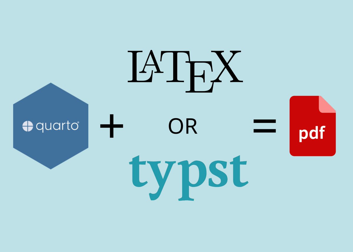 Do you create PDF documents using Quarto? Currently using LaTeX but curious about this new thing called Typst? 

Read my latest blog post comparing using Quarto with LaTeX vs Typst to make pretty looking PDF documents! 

(Link in comments 👇👇👇) 

#RStats #QuartoPub #PDF #R4DS