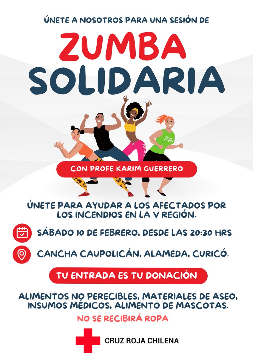 Te esperamos! Trae tu aporte en alimentos o articulos de aseo.
Mañana todos a bailar!
<a href="/11Tvr/">TVR CANAL 11 CURICO</a> <a href="/Mundo_Curico/">MUNDO CURICÓ 🇨🇱</a> <a href="/RadioEstacion1/">RadioEstacion1 Curicó.</a> <a href="/cconoticias/">Curicó Noticias</a> <a href="/PrensaCurico/">Noticias de Curicó</a> @laprensacurico <a href="/Prensamaule/">P R E N S A M A U L E 🔶</a> <a href="/CuricoAhora/">Curicó Ahora</a> <a href="/InfoCurico/">INFO CURICO</a> <a href="/Curico_En_Linea/">Curicó En Línea</a> <a href="/CHICASDECALIPSO/">Fans Club Chicas de Calipso 🇨🇱</a> <a href="/CuricoUrgente/">Curicó Urgente</a> <a href="/Curico_En_Linea/">Curicó En Línea</a>