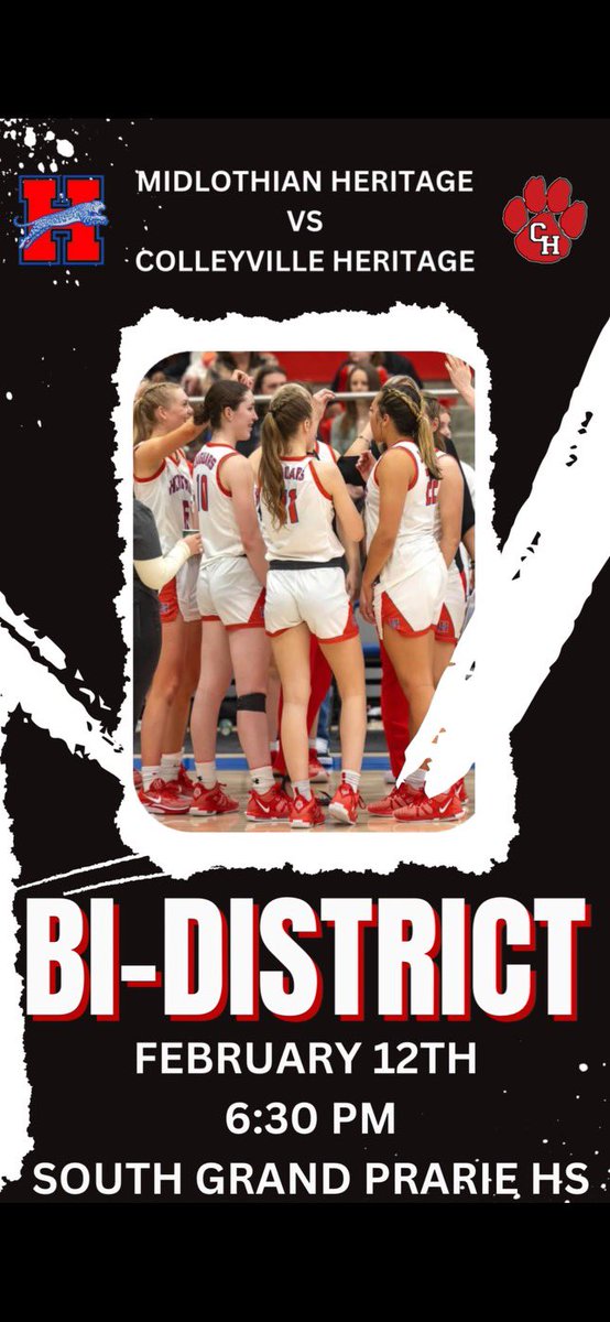 Heritage Girls BB (@mhhsgirlsbb) on Twitter photo Bi-District Playoff information!!! Let’s goooo! Come out, wear red and be loud!!! ❤️💙🐆🏀💪 #ATM #GD2BAJ <a href="/MISD_Athletics/">Midlothian ISD Athletics</a> <a href="/MidloHeritage/">Heritage HS</a> <a href="/jagbbgirlsboost/">MHHS Girls 🏀 Booster Club</a> Bi-District Playoff information!!! Let’s goooo! Come out, wear red and be loud!!! ❤️💙🐆🏀💪 #ATM #GD2BAJ <a href="/MISD_Athletics/">Midlothian ISD Athletics</a> <a href="/MidloHeritage/">Heritage HS</a> <a href="/jagbbgirlsboost/">MHHS Girls 🏀 Booster Club</a>