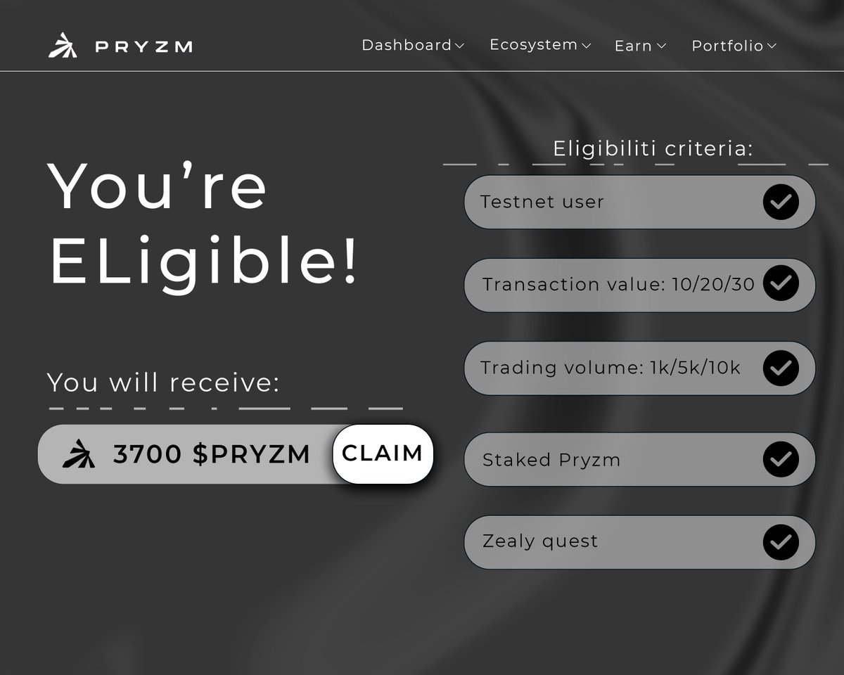 Missed $DYM airdrop of $10,000+?

$PRYZM Confirmed Airdrop in Q1

Don't waste time, check out the thread below 🧵👇