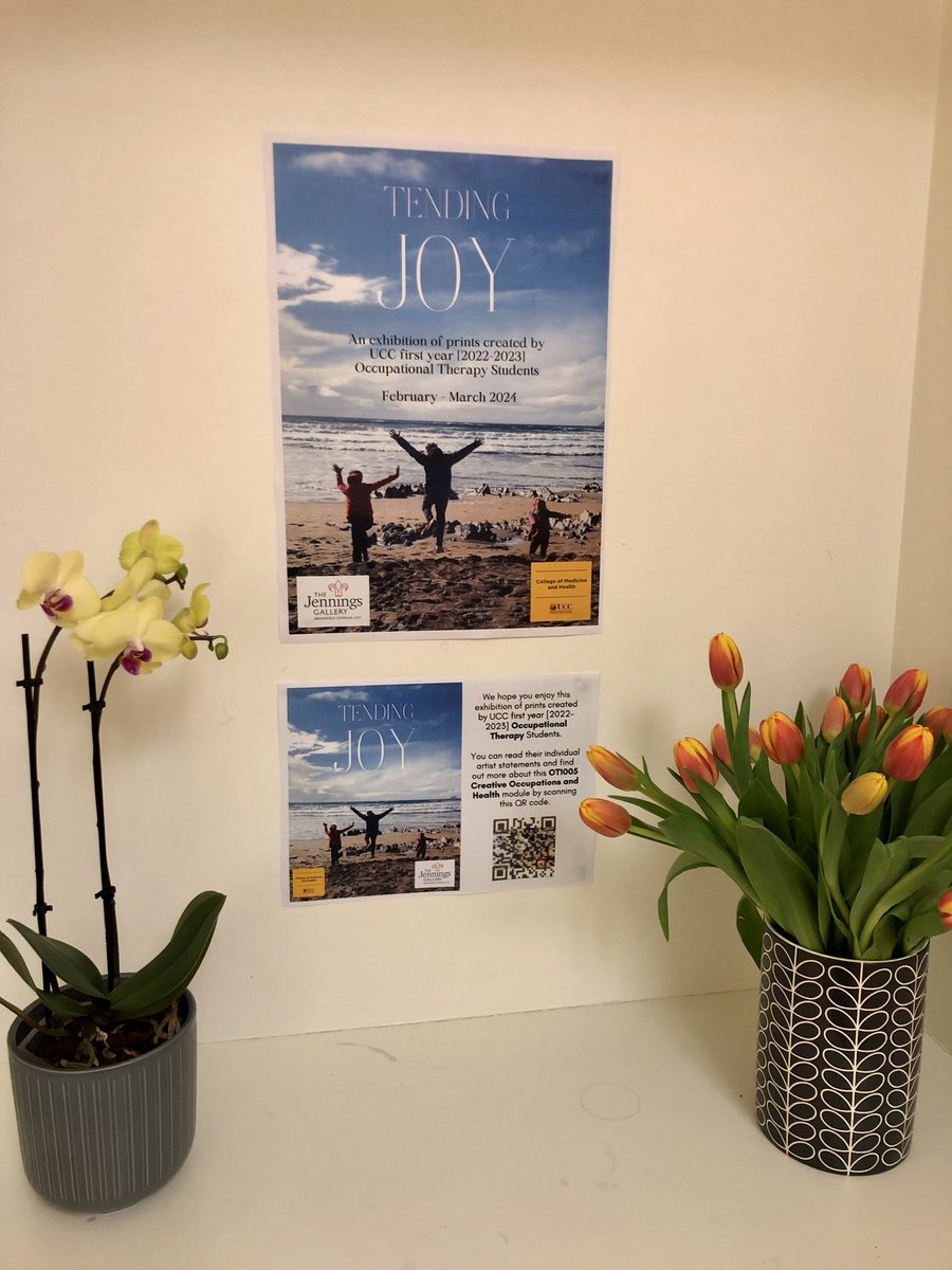 We had a wonderful evening in the Jennings Gallery @UCC on Wednesday at the opening of Tending Joy. Check out our exhibition catalogue for some beautiful student reflections. issuu.com/discoverucc/do… @UCC @UCC_OSOT @UCCMedHealth @nktgill @OT_Ireland @AOTInews @odhranallen