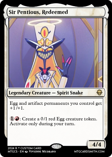 Keegabyte's tweet photo. ***SPOILERS FOR HAZBIN HOTEL, S1:E8***
Turning Sir Pentious into an mtg card.
#HazbinHotel #HazbinHotelPentious https://t.co/bAGx7oo906