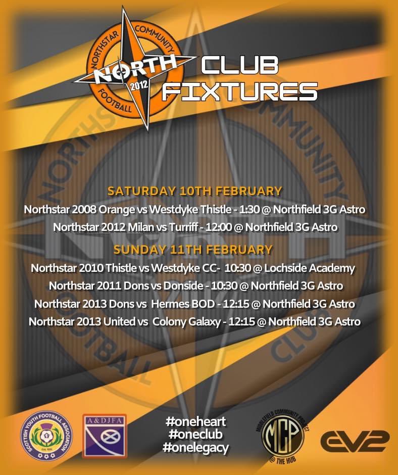 Our fixtures are out for the weekend folks, let’s pray the weather plays nice and we get some football played!! ⚽️

#northstarcfc #northstarfixtures #oneclub #oneheart #onelegacy