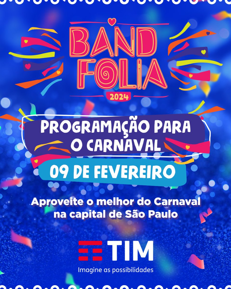 BandJornalismo's tweet photo. Os foliões que quiserem se manter informado das principais notícias do Carnaval podem participar do Test Drive TIM para receber gratuitamente 30GB de internet. Confira as condições em https://t.co/3o9EHiNDdI
#TestDriveTIM #BandFolia #EutoNaBand
Oferecimento: @TIMBrasil https://t.co/I0cnTe2U4v