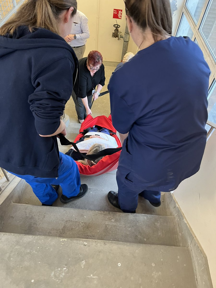 Fire training  and manual handling in the department today! Our lovely patient <a href="/SkyeNewTYA/">Skye Newton</a> was in safe hands with our fabulous team getting her down the stairs and to safety! @GovJsyHCS <a href="/GovJersey/">Government of Jersey</a> <a href="/healthsguardJsy/">HCS Health Safeguarding Team 🇯🇪</a> <a href="/Chrisbown9/">Chris bown</a> <a href="/HCSQuality/">HCS Quality and Safety Team</a> <a href="/sabo_paulo/">Paulo Sabo</a> <a href="/JsyFire/">Jersey Fire & Rescue</a>