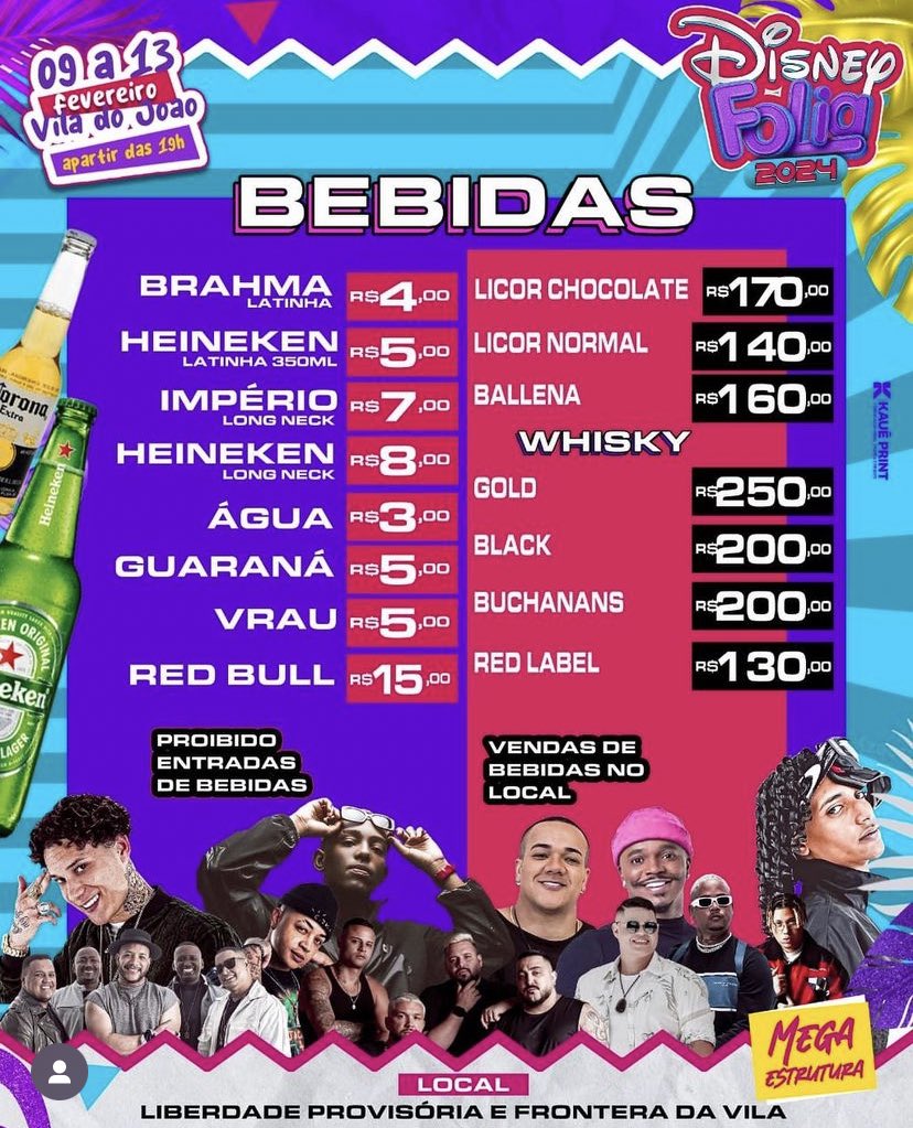 VilaDoJoaoOffc's tweet photo. BEBIDAS A VENDAS NO LOCAL ‼️

LEMBRANDO QUE TEM BANANINHA GRÁTIS NO LIBERDADE PROVISÓRIA 🔞‼️

NÃO PODE ENTRAR COM BEBIDAS ‼️ https://t.co/KWSbCBTsbt