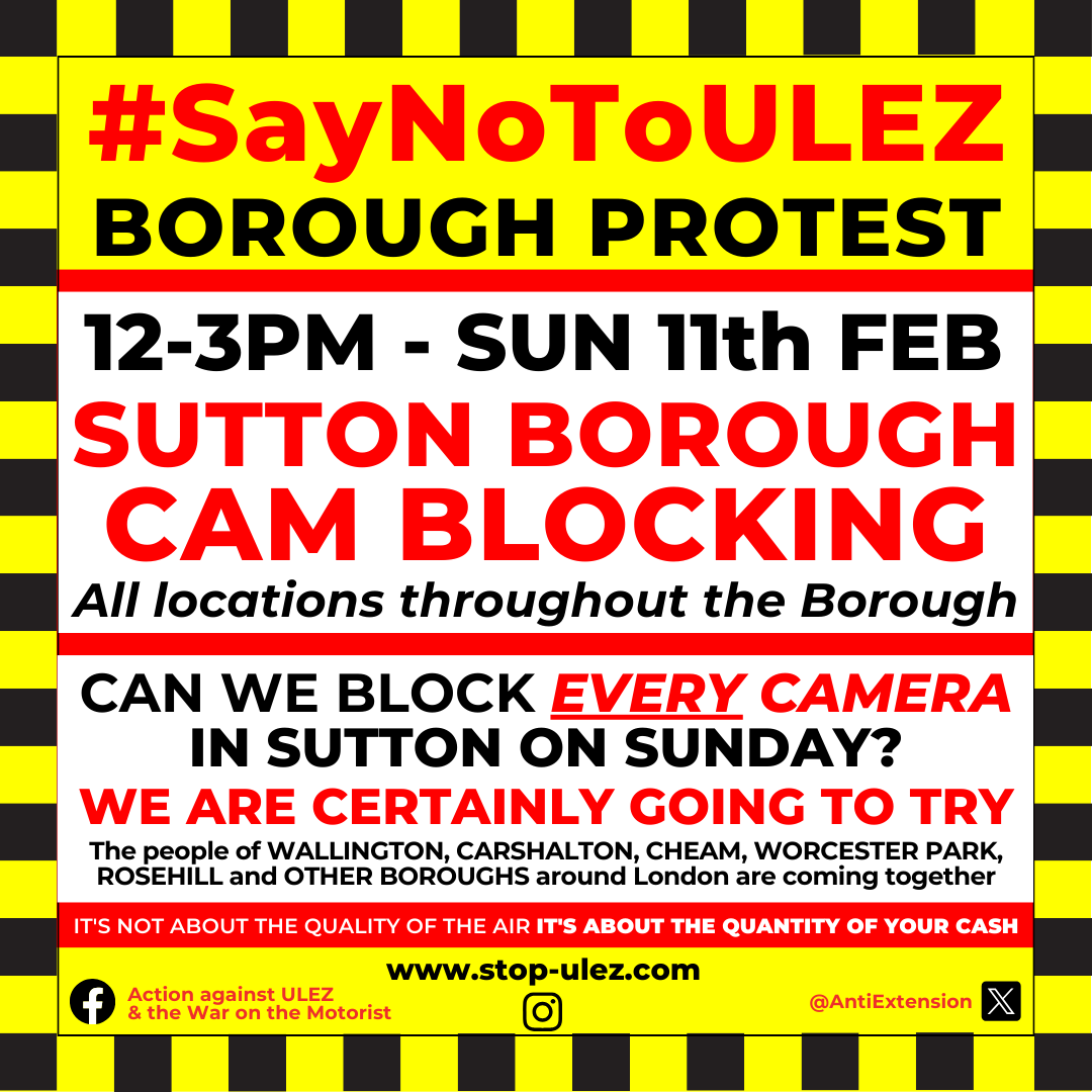 Big #NoULEZ weekend coming up - Orpington tomorrow, AntiULEZ meets the Farmers - then the Sutton Borough Blocking Event on Sunday - can we block all the cameras in one borough all at once? We are certainly going to try..GET INVOLVED! #sayno2ulez #ulezprotest #stopulez #no2ppm