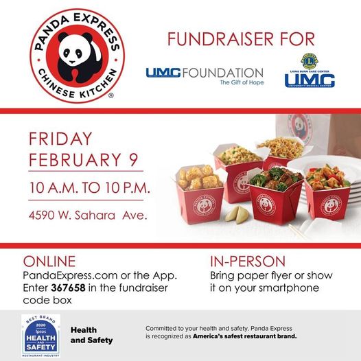 In recognition of #NationalBurnAwarenessWeek, our friends from the Panda Express location at 4590 W. Sahara Ave. are hosting a fundraiser for the UMC Foundation TODAY! Stop by for lunch or dinner to help us raise funds to support the UMC Lions Burn Care Center!