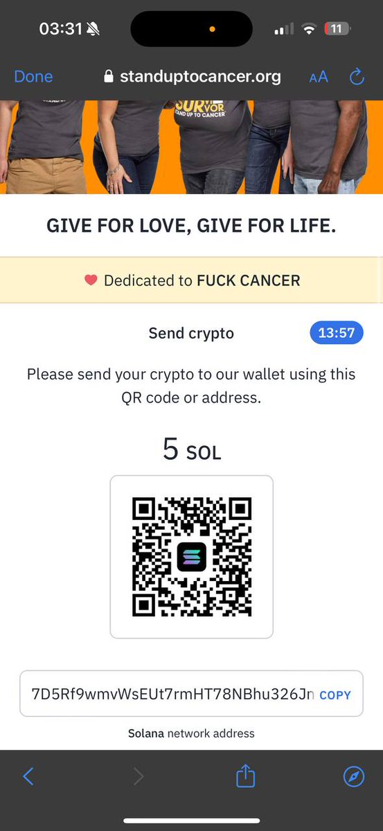 FukCancerSol's tweet photo. Yo @stekisteks

On our 1st day we donated $500 to @SU2CUK 
And another  

$500 to @AmericanCancer 

✅ Check comments for tx's for proof! 

 Let's get the word out to donate more 🫡 

See if we can get any donation matches!  

$FUKC is actually based. Let's send it🚀 https://t.co/EGoXBgbRW9