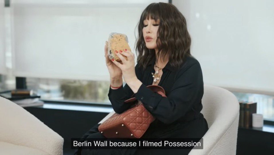 filmvirgo's tweet photo. that isabelle adjani interview where she had a piece of the berlin wall in her purse https://t.co/1zddoEFRdc