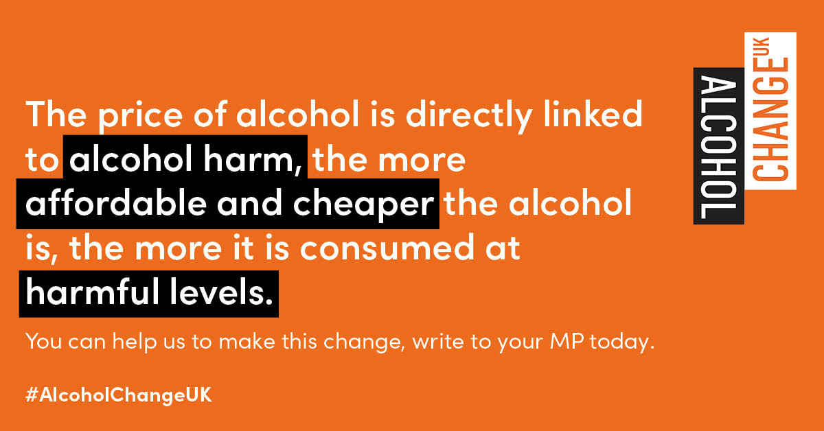 We know that the price of alcohol is directly linked to alcohol harm. #alcoholduty You can help us change this. Write to your MP to ask them to show their support for an increase in alcohol duty at the upcoming Budget by writing to the Chancellor: alcoholchange.good.do/alcohol-duty-b…