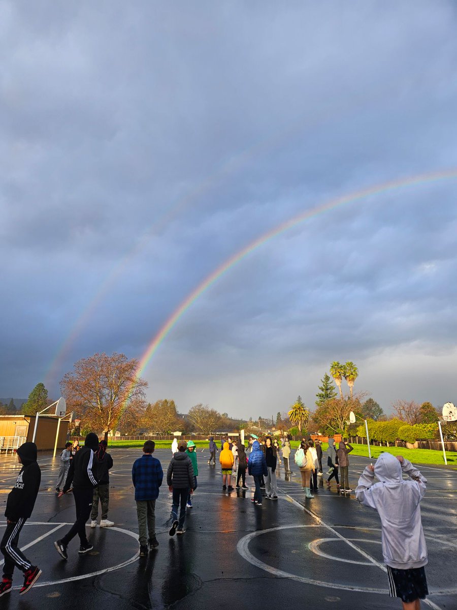 Wet and cold weather made a beautiful rainbow over Strandwood this week! <a href="/MtDiabloUSD/">MDUSD</a>