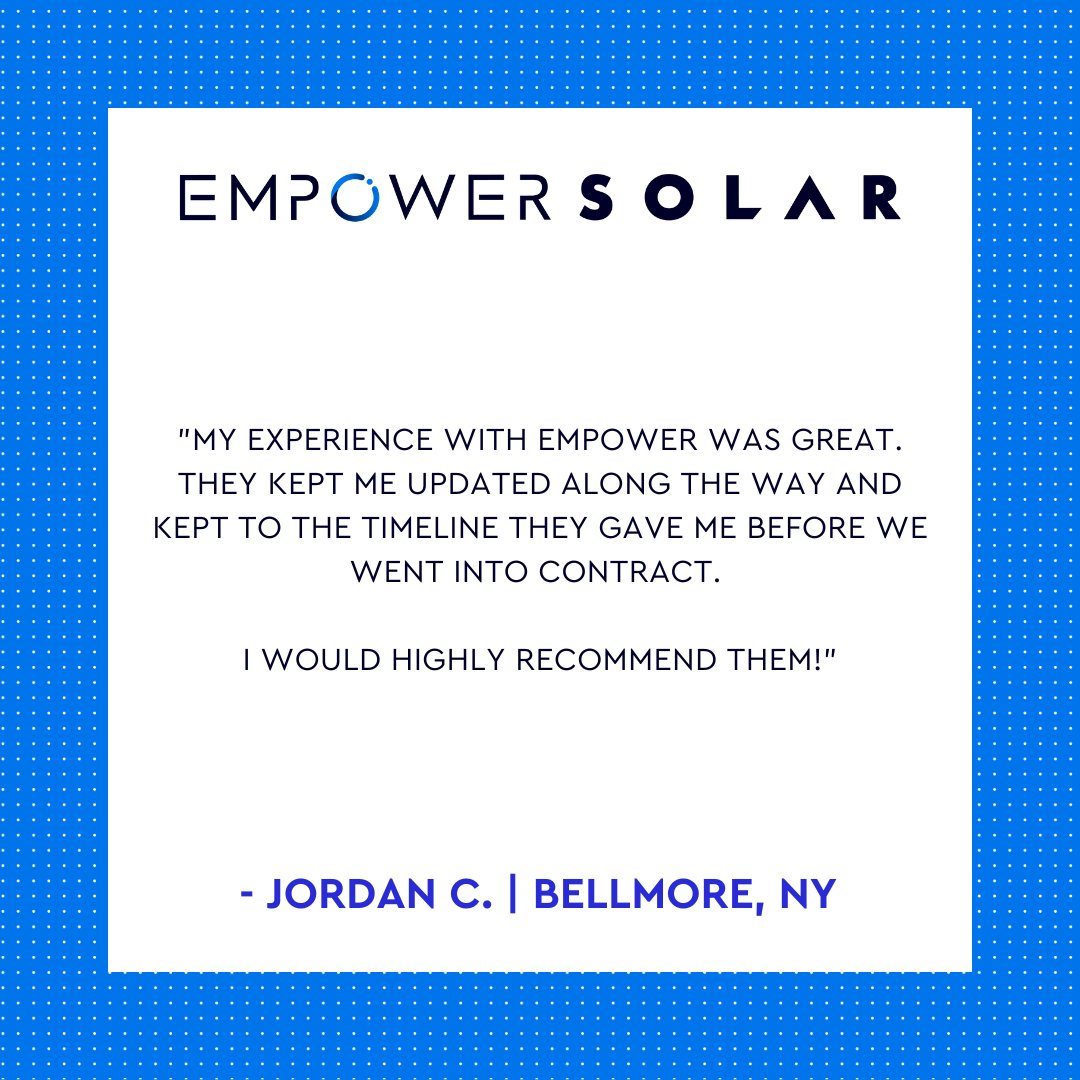 EmPowerSolar's tweet image. Communication is key! Your job is to make the commitment to clean energy and start saving, and our job is to provide you with the best performing system and wonderful customer experience ☀️ 
.
.
.
#EmPowerSolar #SolarPower #SolarPanel #CleanEnergy #NYSolar #LISolar #GoSolar