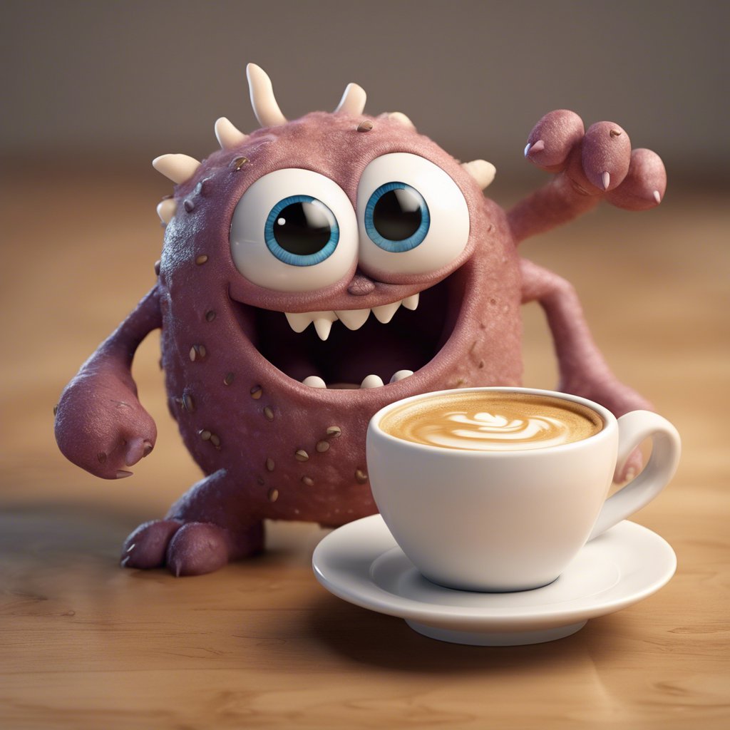 charis_ai's tweet image. If you see this, drop a monster. 

I asked #SDXL for a 3D Coffee Monster &amp;amp; it delivered!    ☕️ 👏

#HUGxStabilityAI