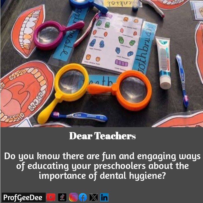 Activities like organizing games or songs that teach your preschoolers proper brushing techniques is interesting and fun and can help them remember this crucial habit.

#earlyyears
#earlylearning
#earlychildhoodeducation
#dearteacherseries
#profgeedee