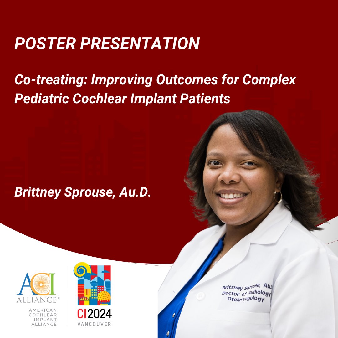 Rounding out the week of acceptances for the CI2024 Conference in Vancouver is Dr. Brittney Sprouse, who will present on our team co-treating methods for improving outcomes in complex pediatric CI patients!

CONGRATULATIONS DR. SPROUSE!

#audiology #ears #ci2024 #ci2024vancouver
