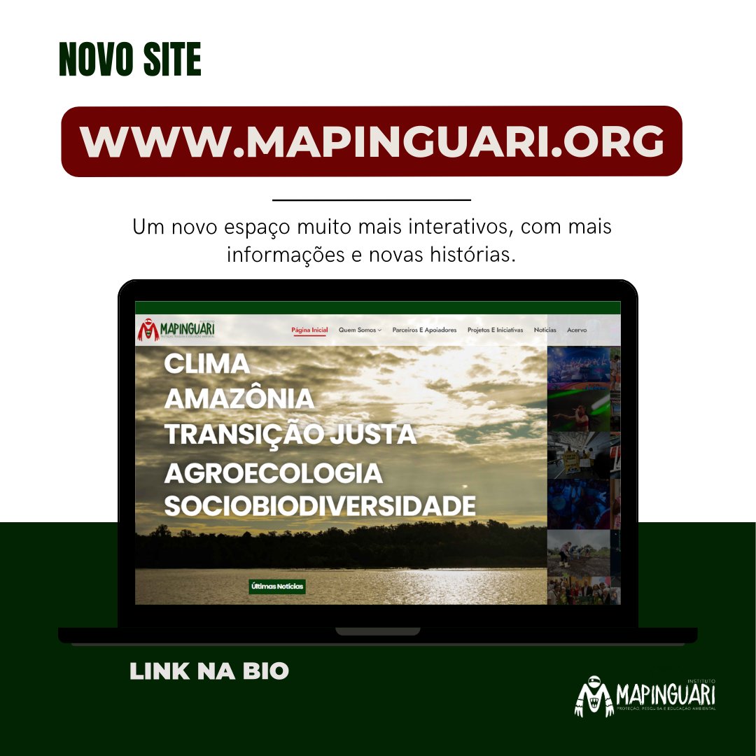 IMapinguari's tweet photo. Nosso novo site está no ar! 🌐✨

Explore nossa trajetória, projetos, iniciativas e campanhas transformadoras. Tenha acesso aos nossos materiais com muito mais interatividade e navegabilidade.🖱️

Venha conhecer! Acesse: https://t.co/tozNDQIWbt https://t.co/CxblWnGmqy
